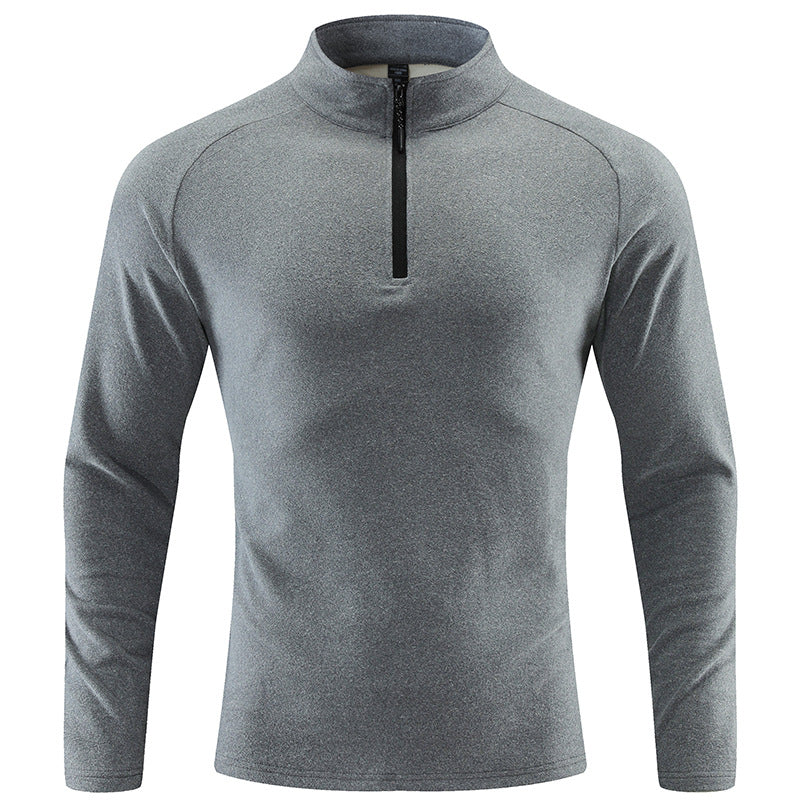 Herren Atmungsaktives Funktions-Langarmshirt mit Stehkragen und kurzem Reißverschluss Shop Nory