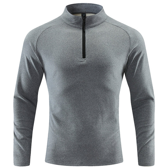 Herren Atmungsaktives Funktions-Langarmshirt mit Stehkragen und kurzem Reißverschluss Shop Nory