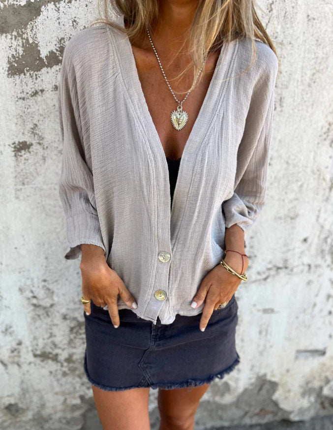 Damen Luftige und lockere Sommerjacke mit Knopfdetails