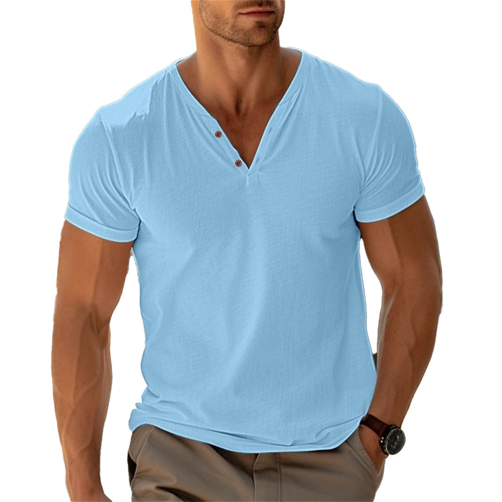 Herren lässiges Henley-T-Shirt mit Knopfleiste und atmungsaktivem Stoff ShopNory