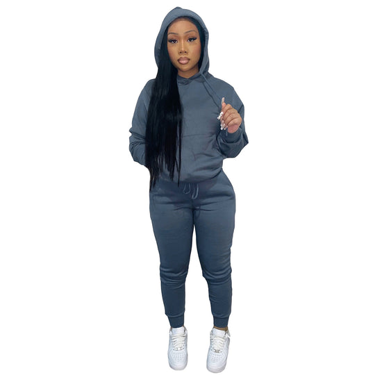 Damen nan Kapuzen-Lounge-Set mit Kängurutasche taillierter Jogginghose und Bündchen Shop Nory