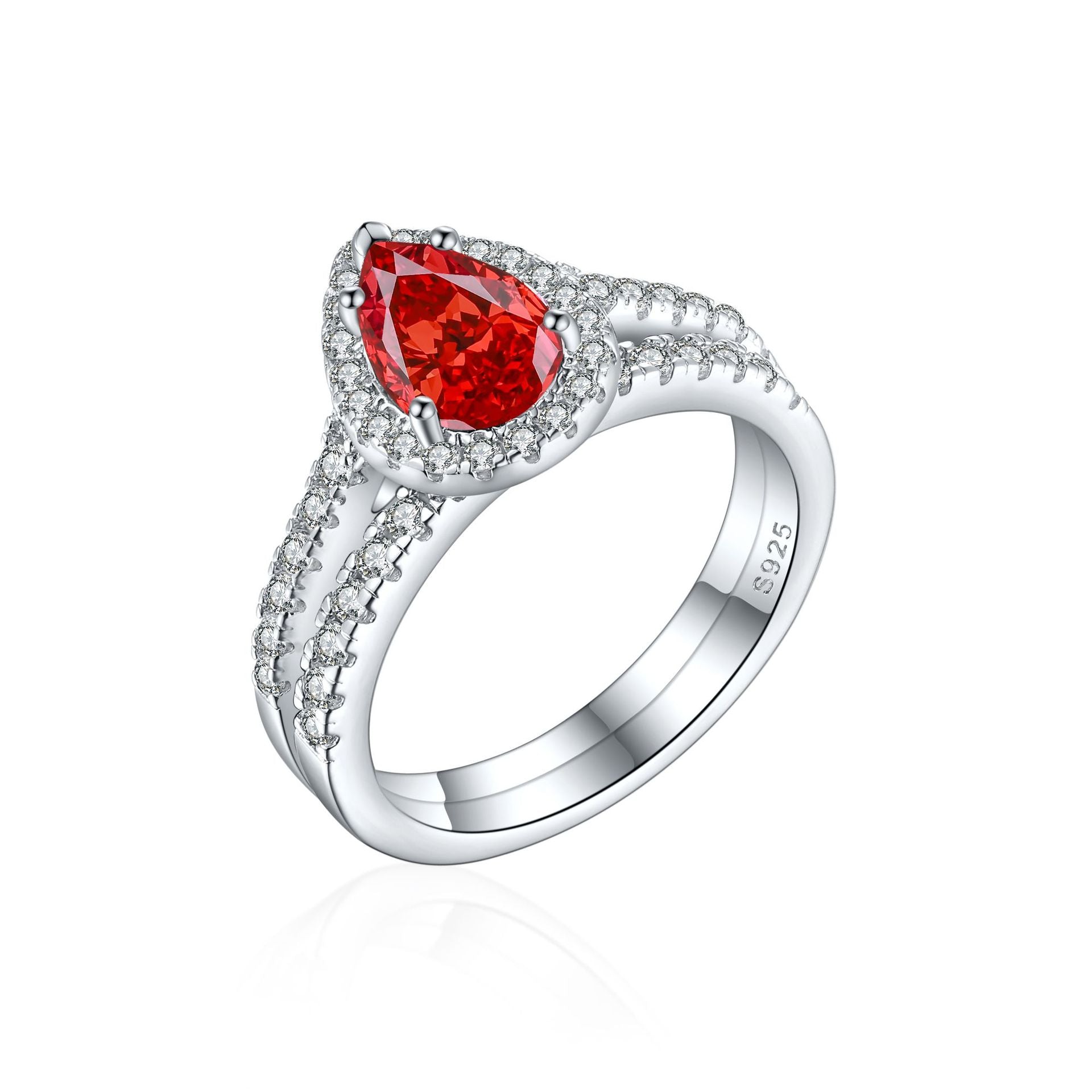 Damen eleganter Tropfenring mit funkelndem Edelstein und Zirkonia-Besatz Shop Nory