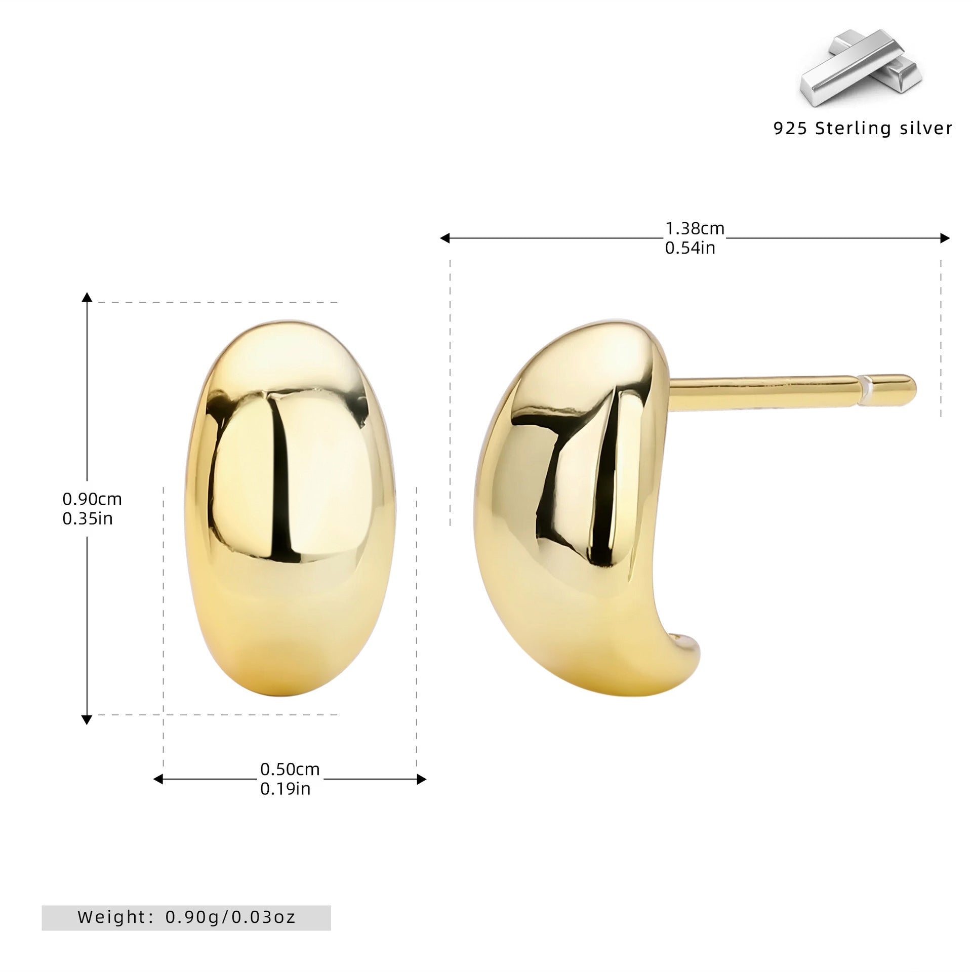 Damen Ohrstecker mit moderner, geschwungener Silhouette aus 925 Sterling Silber Shop Nory