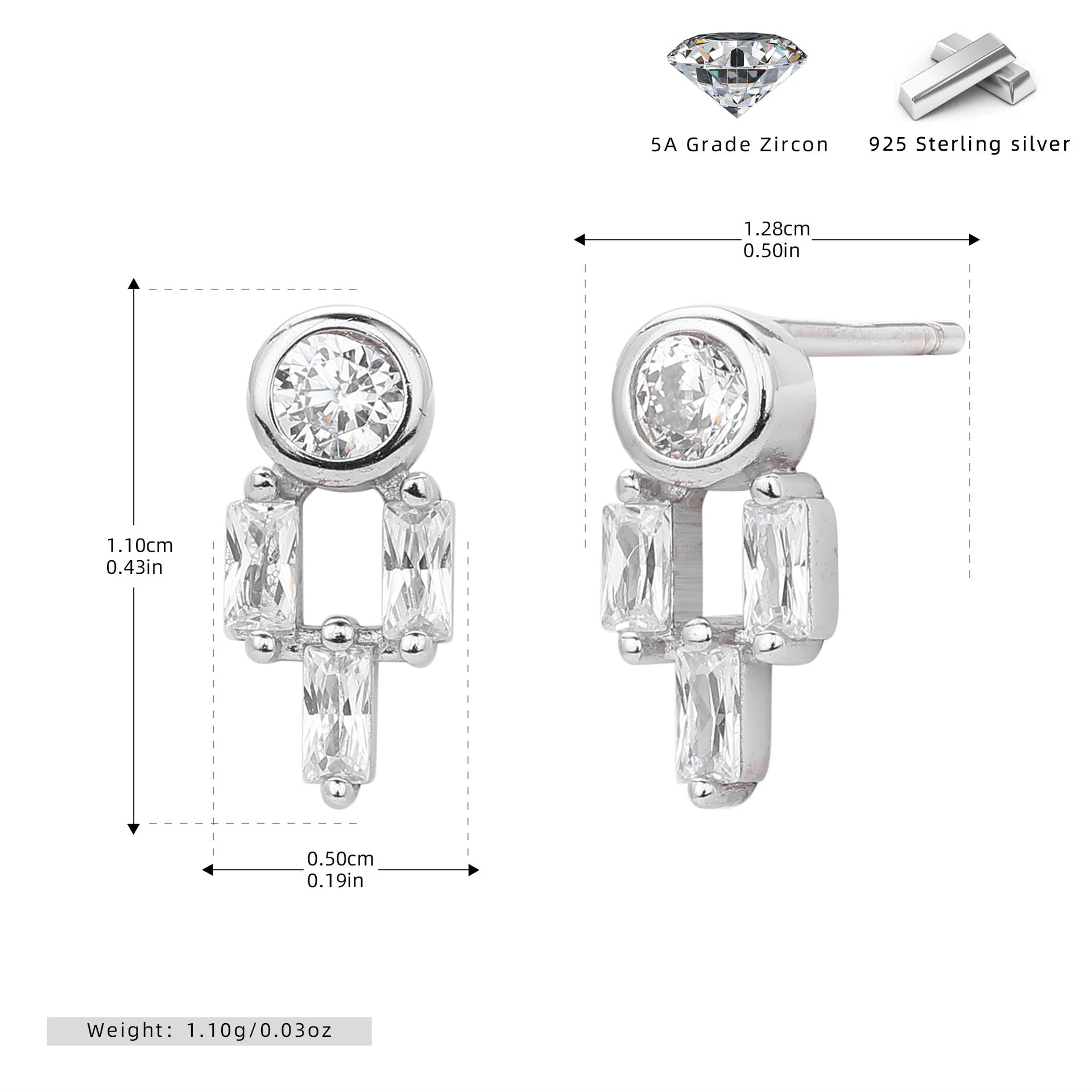 Damen Ohrstecker mit luxuriösem Zirkon-Design und hohem Glanz Shop Nory