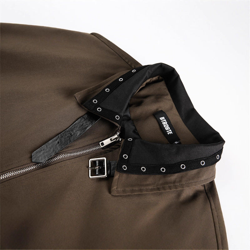Unisex Boxy‑Blousonjacke mit Nietenverzierung am Schnallenkragen und verdecktem Reißverschluss Shop Nory