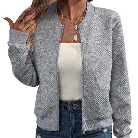 Damen lässige Bomberjacke mit feinem Strukturdesign und praktischen Taschen