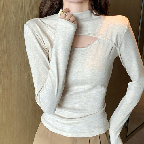 Damen Elegantes Langarmshirt mit Ausschnitt Shop Nory