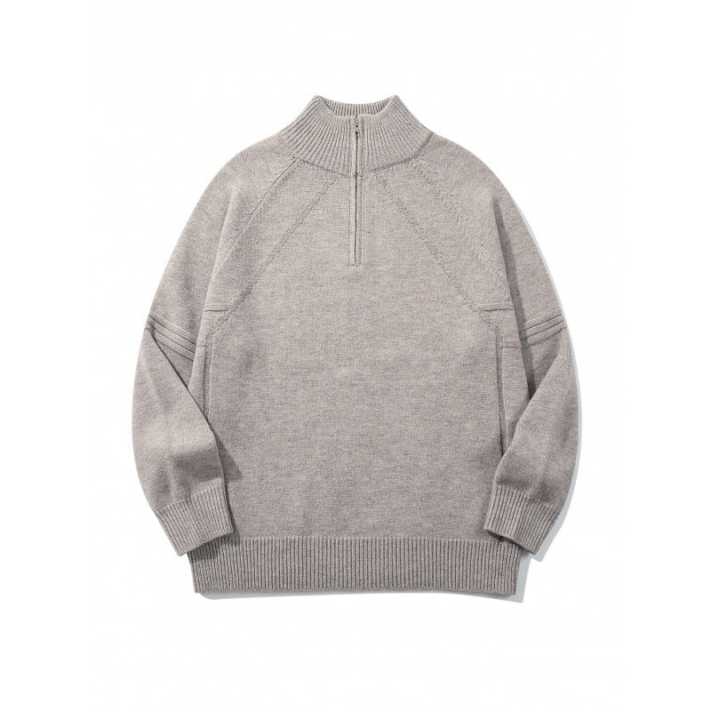 Unisex Strick-Halbzip-Pullover mit hohem Rippkragen und Raglanärmeln Shop Nory