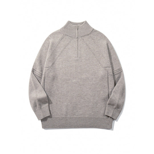 Unisex Strick-Halbzip-Pullover mit hohem Rippkragen und Raglanärmeln Shop Nory