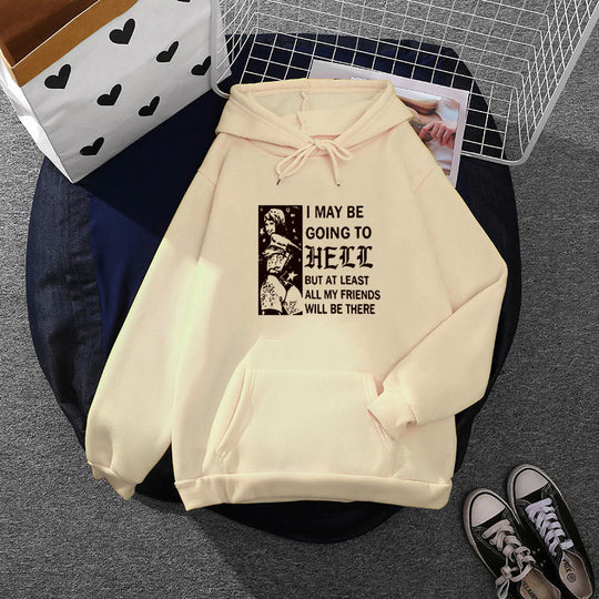 Damen nan weitgeschnittener Kapuzenpullover mit Gothic-Statementprint und Kängurutasche Shop Nory