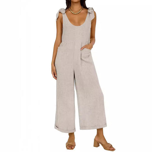 Damen Lässiger Jumpsuit mit verstellbaren Trägern und weitem Bein