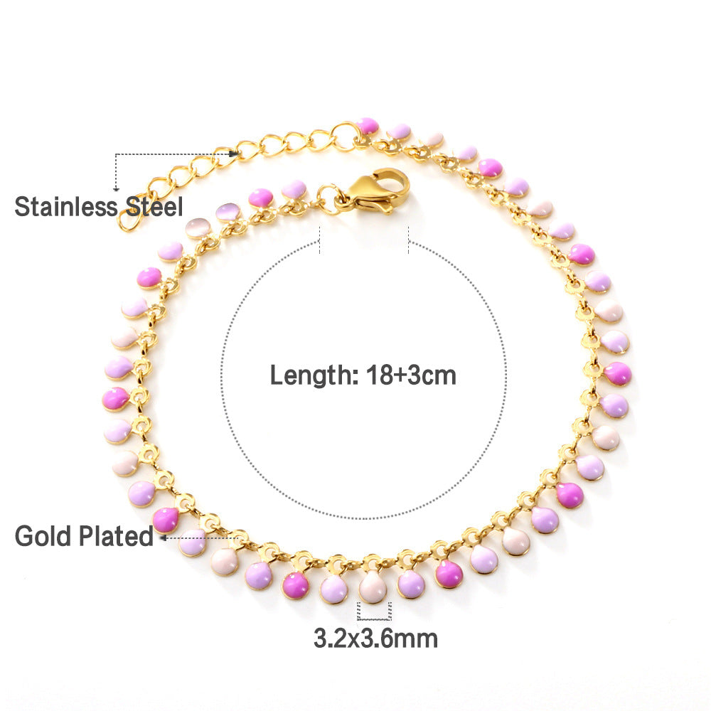 Damen Armband aus Edelstahl mit bunten Herz-Elementen und feiner Goldbeschichtung Shop Nory