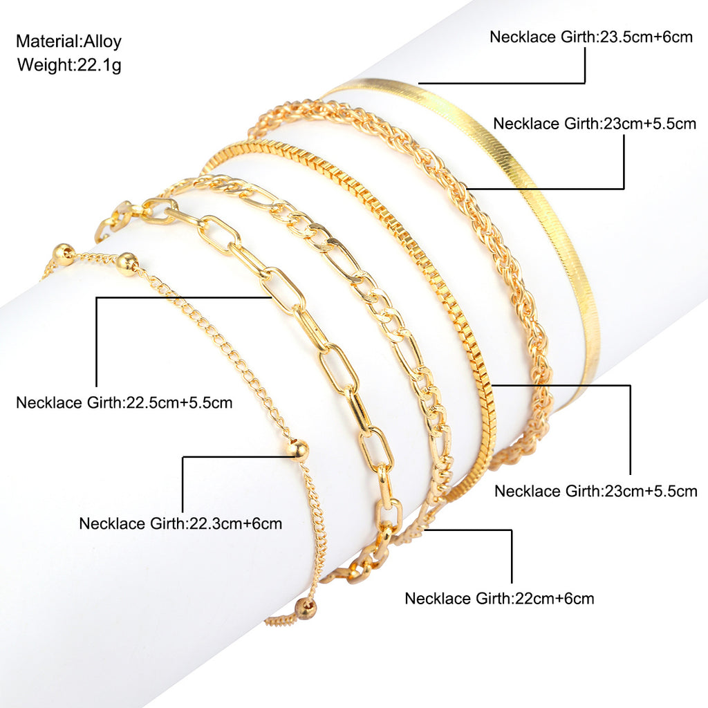 Damen Fußkettchen-Set mit eleganten goldenen Glieder-Designs Shop Nory