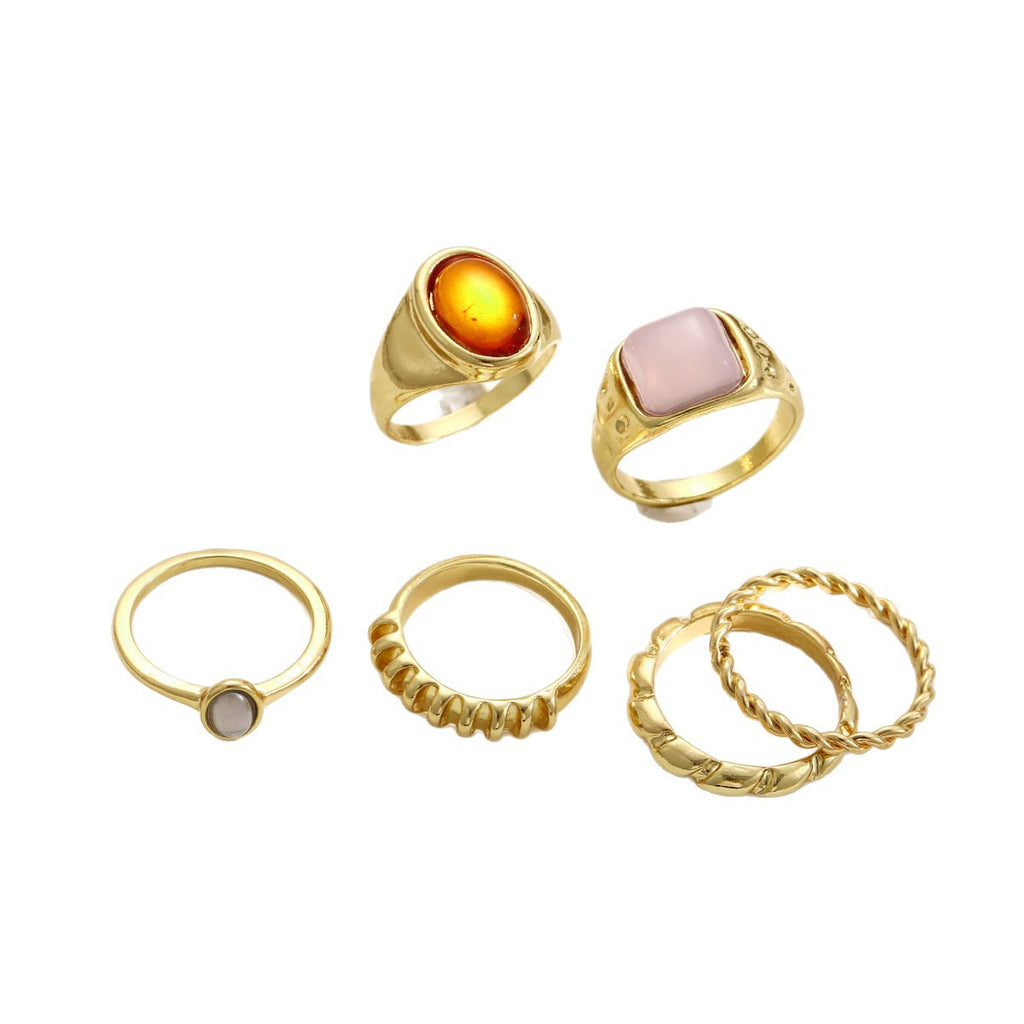 Damen Ring-Set mit kunstvollen Designs und bunten Edelsteinen Shop Nory