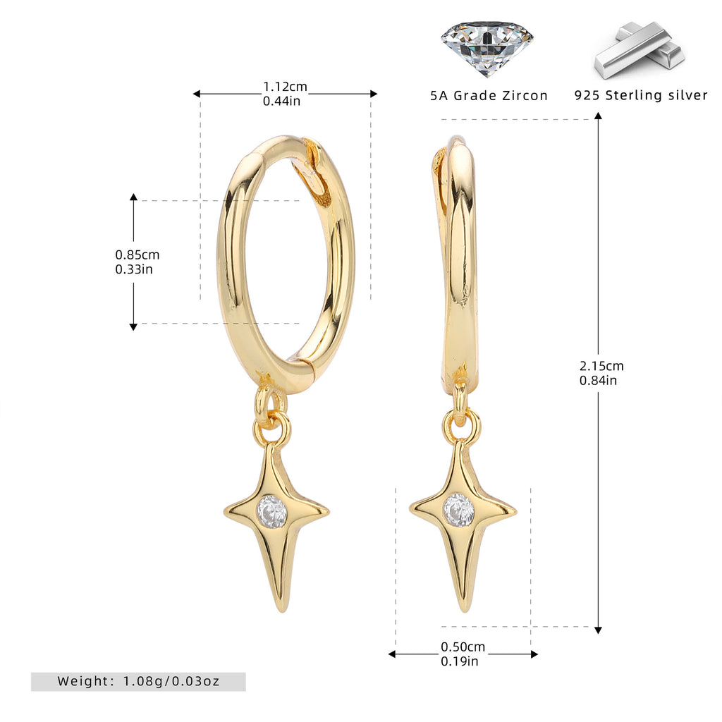 Damen Ohrhänger mit funkelndem Zirkonmotiv aus 925 Sterling Silber Shop Nory