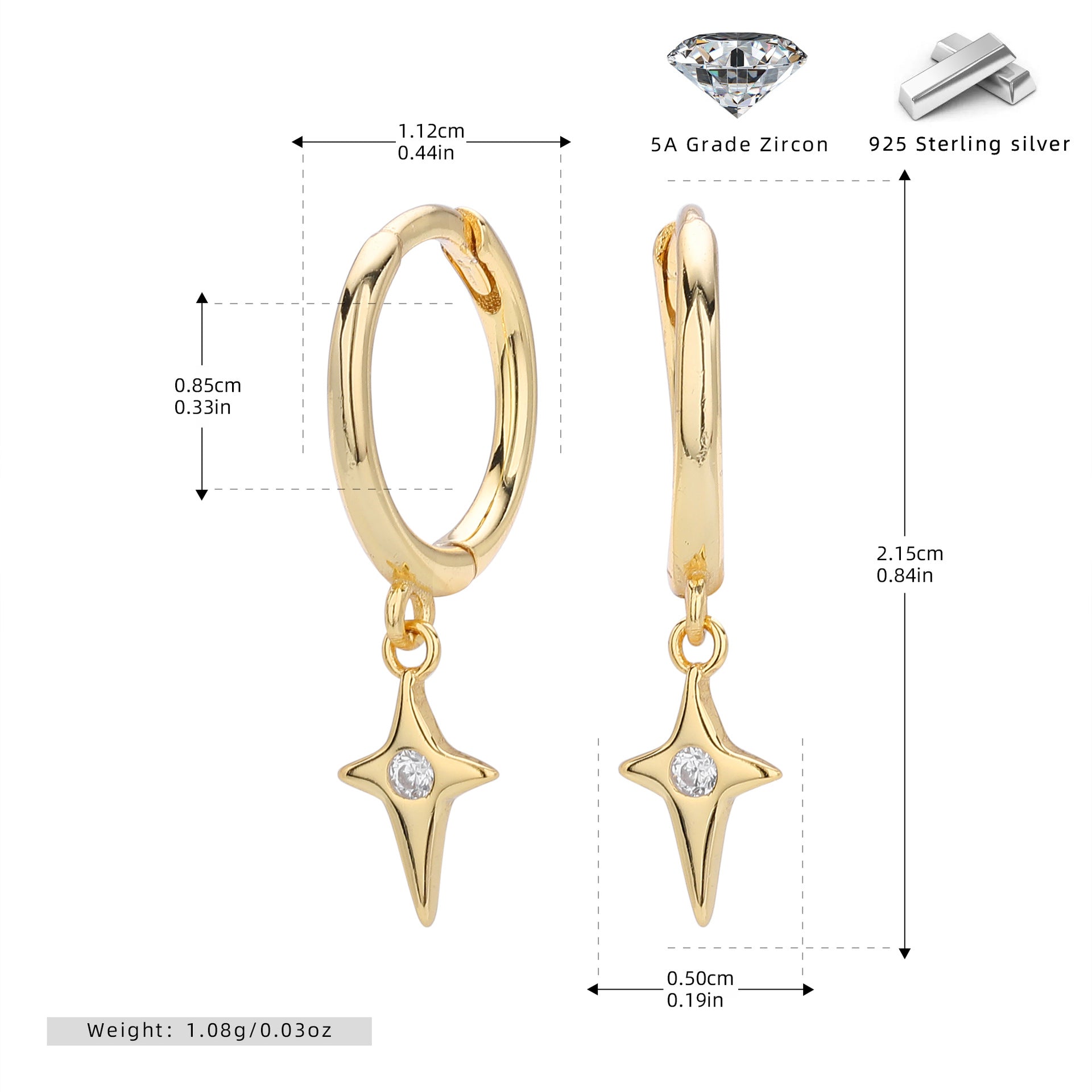 Damen Ohrhänger mit funkelndem Zirkonmotiv aus 925 Sterling Silber Shop Nory