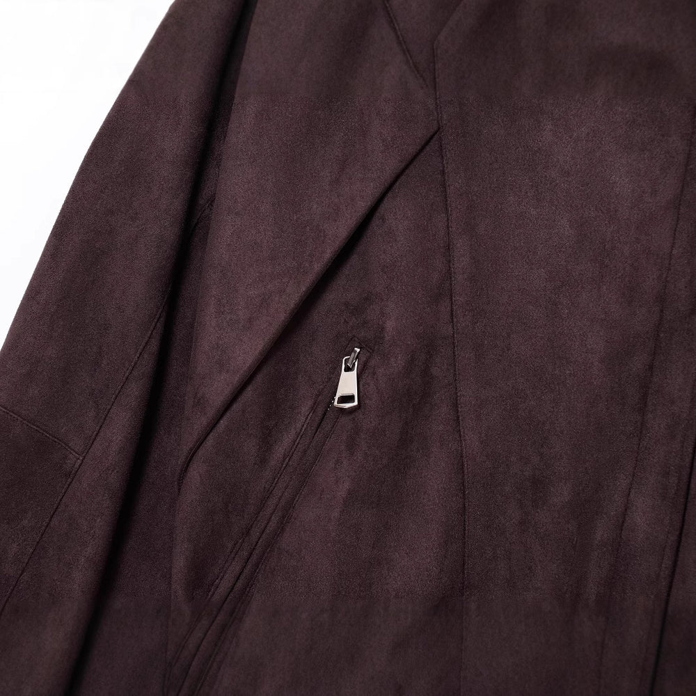 Damen Kurzjacke aus Veloursimitat mit Taillengürtel, kastigem Schnitt und Reißverschlusstaschen Shop Nory
