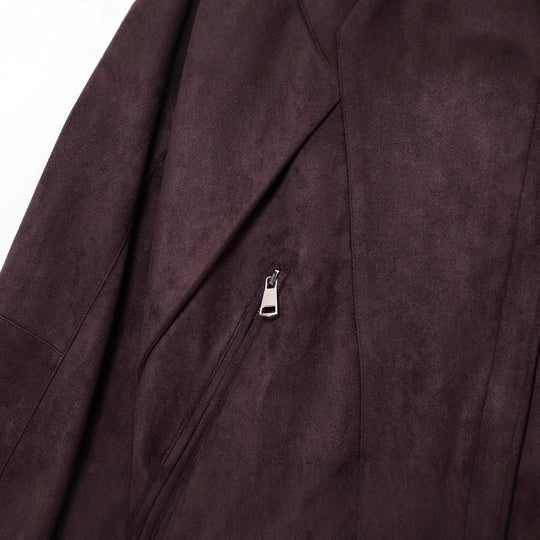Damen Kurzjacke aus Veloursimitat mit Taillengürtel, kastigem Schnitt und Reißverschlusstaschen Shop Nory