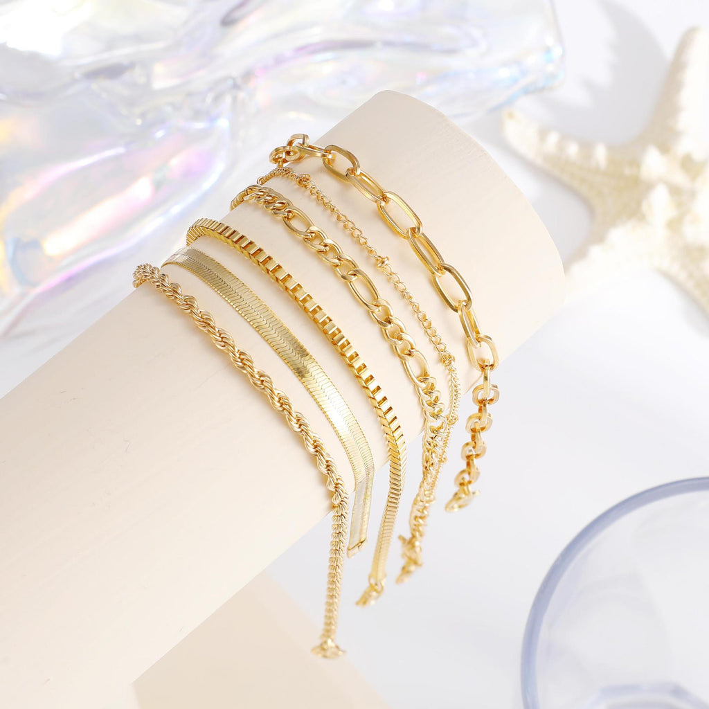 Damen Fußkettchen-Set mit stilvollen, feinen Kettenstrukturen Shop Nory