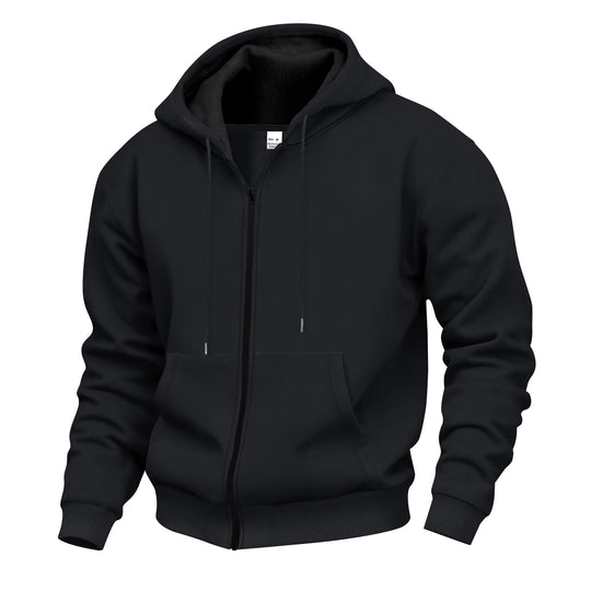 Herren Premium Kapuzenjacke mit durchgehendem Reißverschluss und weichem Fleece-Futter