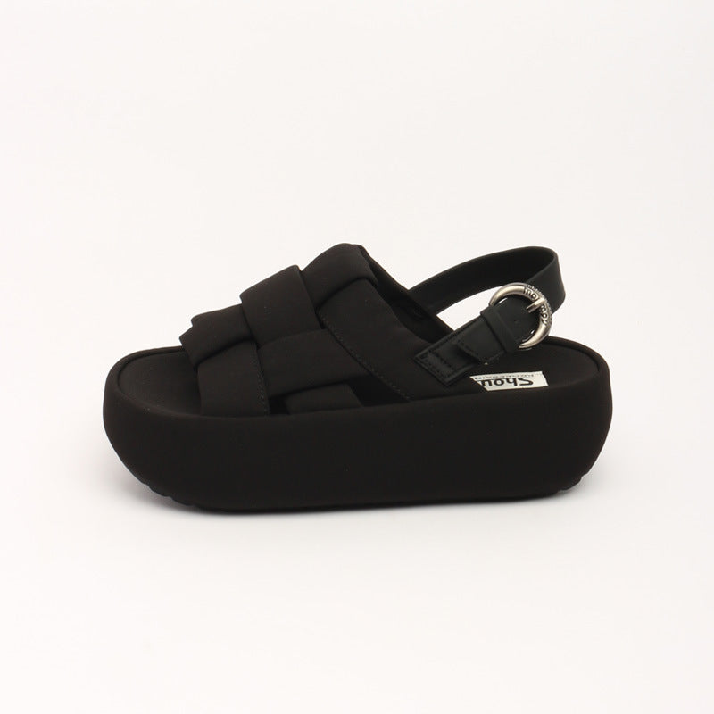 Damen modische Plateau-Sandalen mit elegantem Kreuzriemen und komfortablem Fußbett