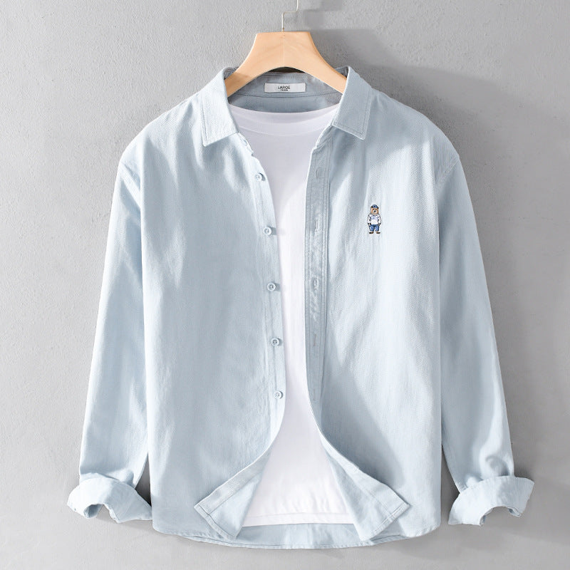 Herren Leichtes Hemd-Overshirt aus Baumwolltwill mit kleiner Figurenstickerei und kastigem Schnitt Shop Nory