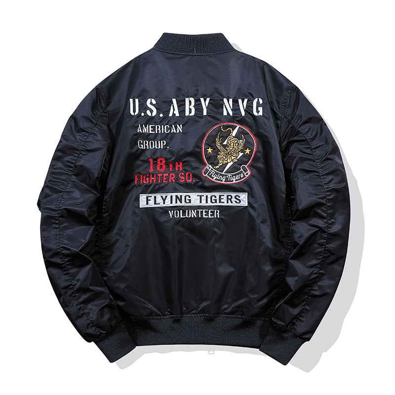 Herren Piloten-Bomberjacke im Vintage-Militärstil mit Stickpatches und Utility-Ärmeltasche Shop Nory