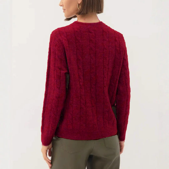 Damen Kabelstruktur‑Pullover im Zopfstrick mit Rundhalsausschnitt und nachhaltig weicher Wollmischung Shop Nory