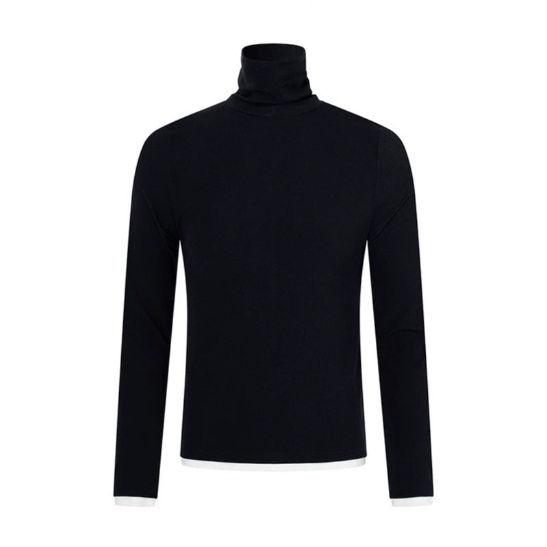 Herren Slim-Fit Rollkragen-Feinstrickshirt mit Melange-Jersey und Stretch Shop Nory