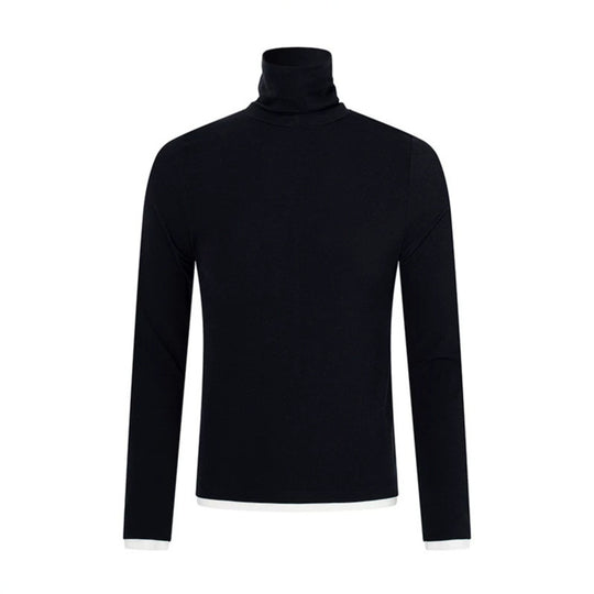 Herren Slim-Fit Rollkragen-Feinstrickshirt mit Melange-Jersey und Stretch Shop Nory