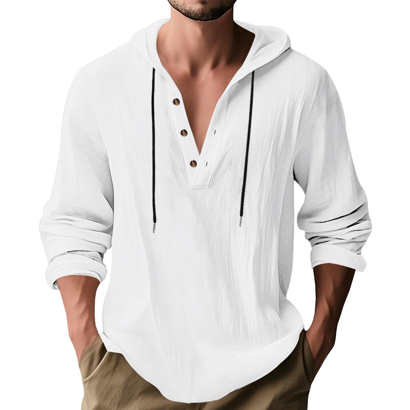 Herren lässiges Langarm-Hoodie mit Knopfleiste und modernem Schnitt