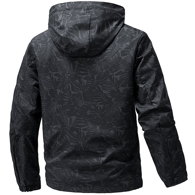 Herren Leichte Outdoor-Jacke mit Kapuze und Print Shop Nory