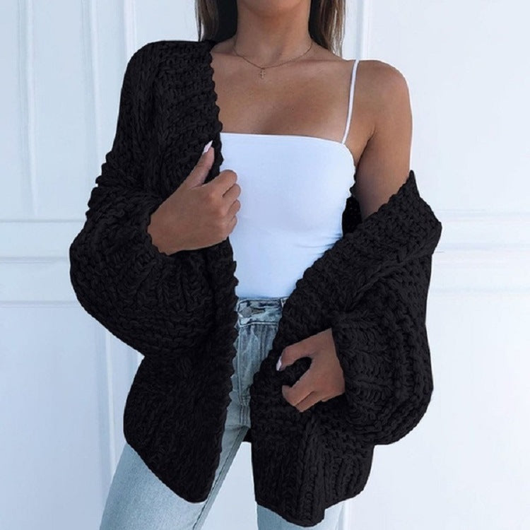 Damen Oversized Grobstrick-Cardigan mit Balloon-Ärmeln und offener Front Shop Nory