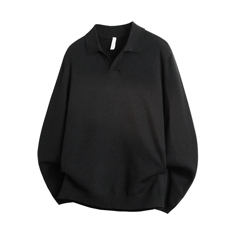 Unisex Oversized Polokragen-Feinstrickpullover mit weitem Schnitt Shop Nory