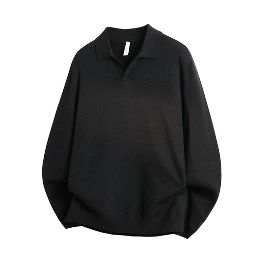 Unisex Oversized Polokragen-Feinstrickpullover mit weitem Schnitt Shop Nory