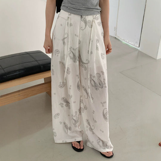 Damen Weite Leinenhose mit Paisleymuster Shop Nory