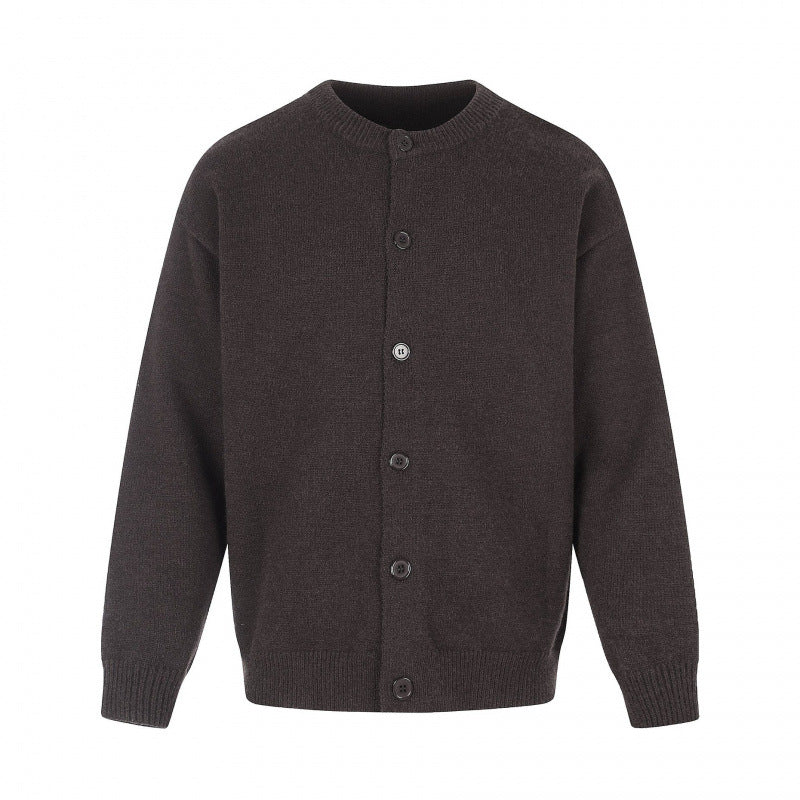 Unisex Boxy-Strickcardigan mit Rundhalsausschnitt und durchgehender Knopfleiste Shop Nory
