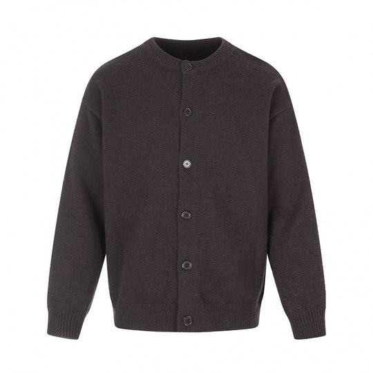 Unisex Boxy-Strickcardigan mit Rundhalsausschnitt und durchgehender Knopfleiste Shop Nory