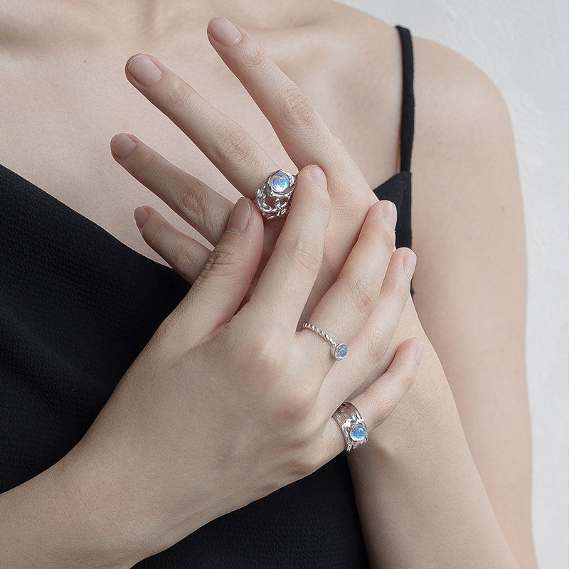 Damen Künstlerischer Ring mit Regenbogen-Opal Shop Nory