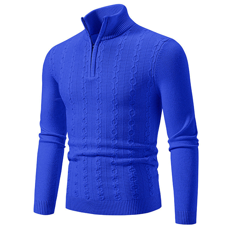 Herren Schmaler Halbzip-Zopfmuster-Pullover mit Thermo-Feinstrick und Rippsaum Shop Nory