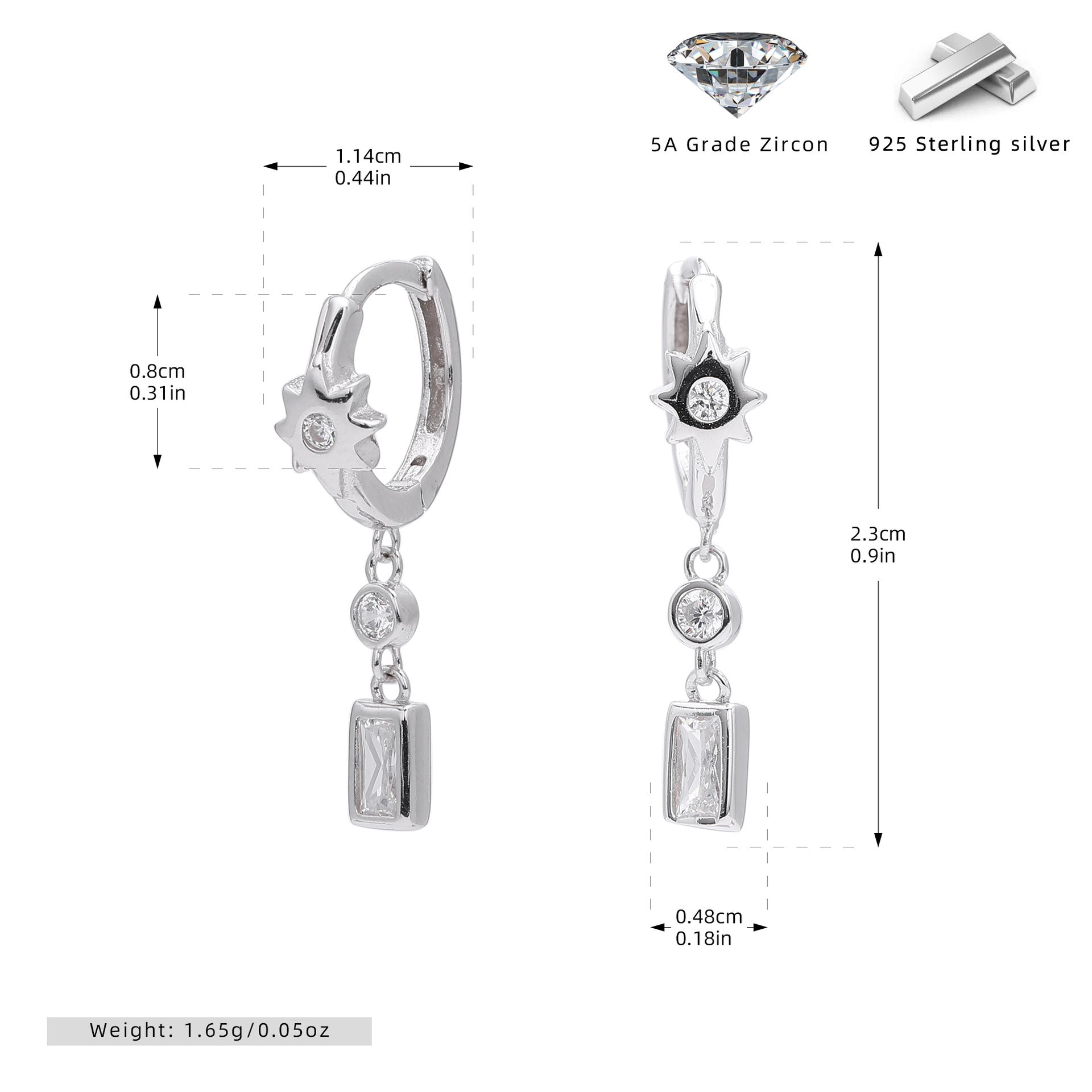 Damen Anhängerohrringe mit funkelndem Zirkon in stilvollem Design Shop Nory