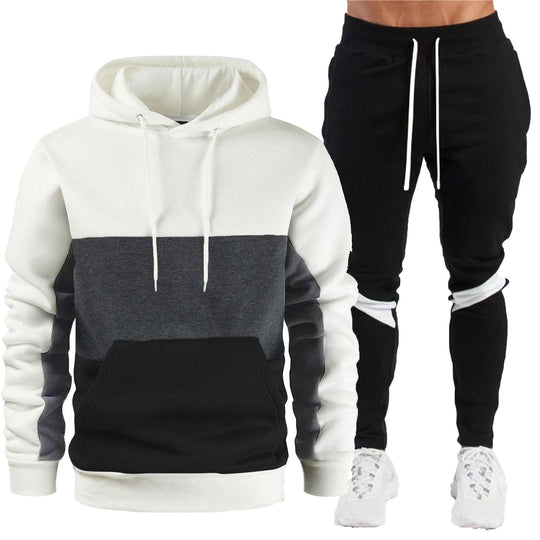 Herren nan sportives Hoodie- und Jogginghose-Set mit Kontrastblenden, Kängurutasche, elastischem Bund und schmal zulaufendem Bein Shop Nory
