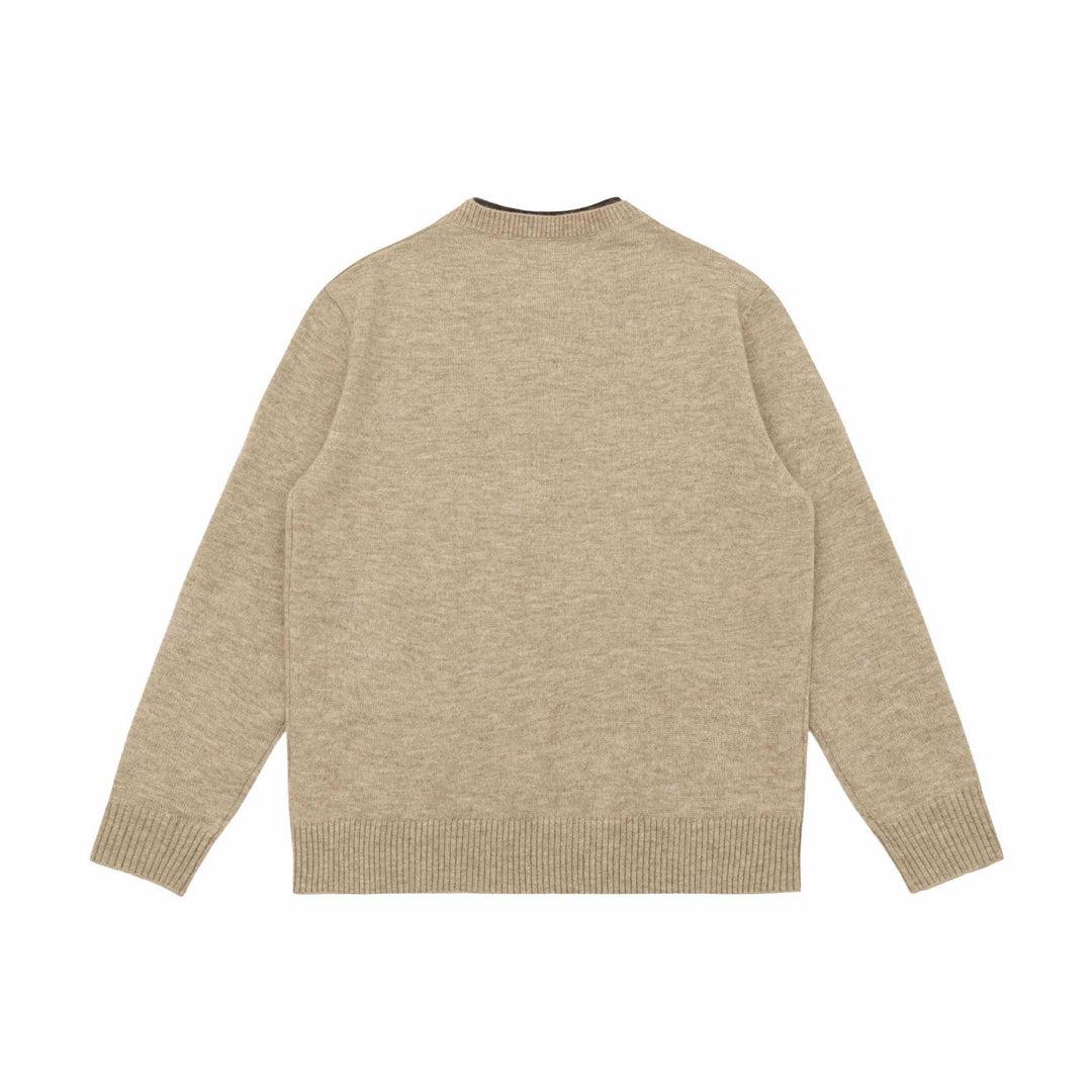 Unisex Grobgestrickter Pullover mit V-Notch Ausschnitt und kontrastierter Innenblende Shop Nory