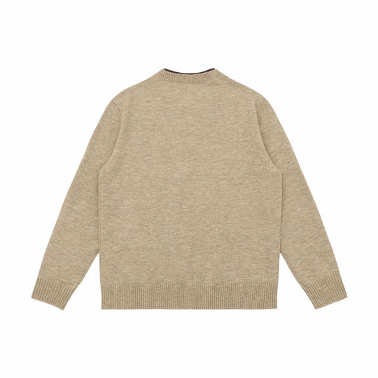 Unisex Grobgestrickter Pullover mit V-Notch Ausschnitt und kontrastierter Innenblende Shop Nory