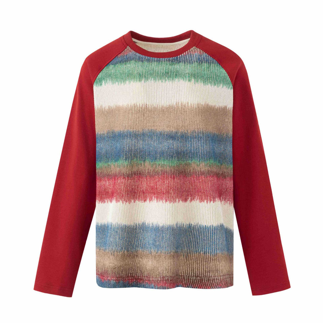 Herren Rundhalspullover mit Raglanärmeln und melierter Strickfront Shop Nory