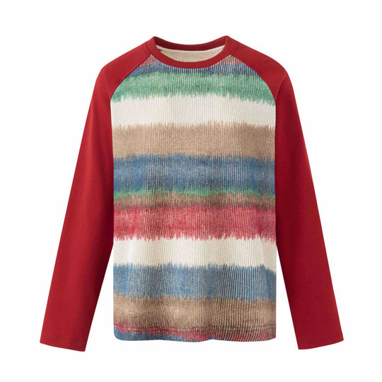 Herren Rundhalspullover mit Raglanärmeln und melierter Strickfront Shop Nory