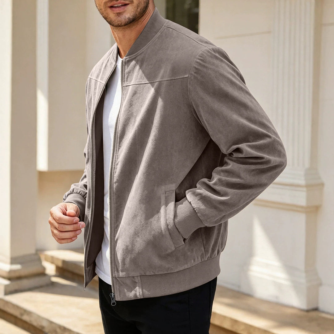 Herren Velours-Trainingsjacke mit Reißverschluss und Stehkragen Shop Nory