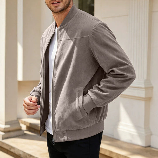 Herren Velours-Trainingsjacke mit Reißverschluss und Stehkragen Shop Nory