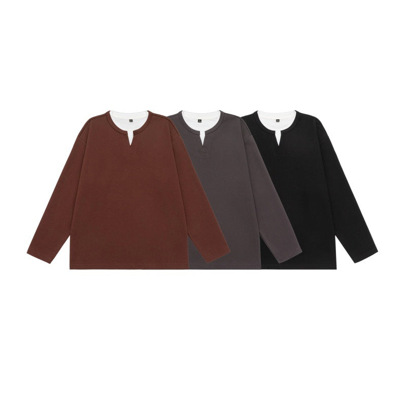 Unisex Oversize-Sweatshirt mit Notch-Ausschnitt und kontrastiertem Kragen-Einsatz Shop Nory