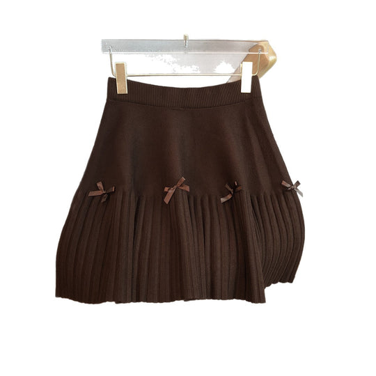 Damen Plissierter Rock mit dekorativen Schleifen Shop Nory